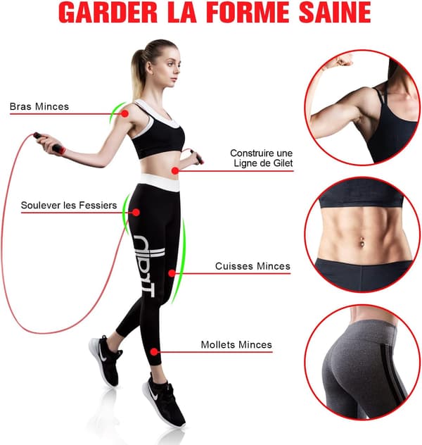 Sport Hopprep, Justerbar Trasselfri Hopprep med Snabb