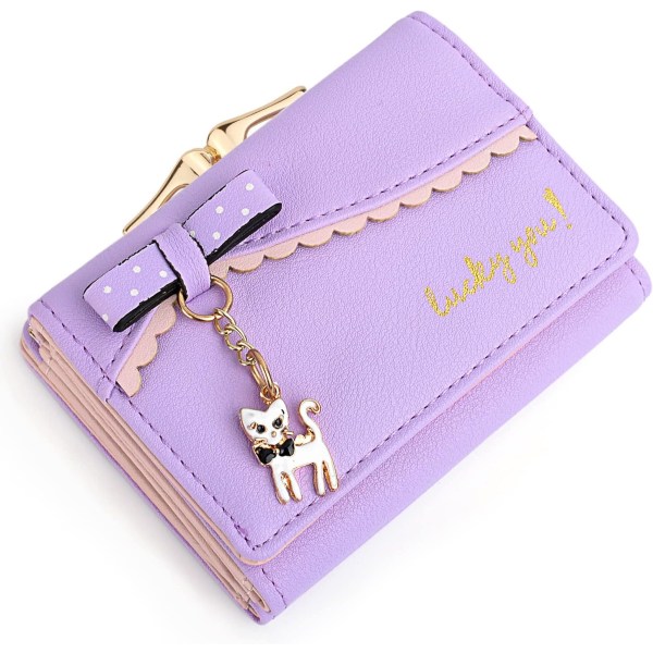 Plånbok för flickor Söt katt Vegansk läder liten myntväska för kvinnor