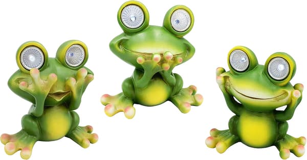 Solcellsdriven LED-trädgårdsbelysning med grodor