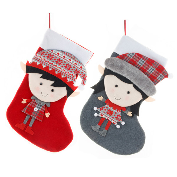 2 par julstrumpor Kreativa tecknade pojkar och flickor jul
