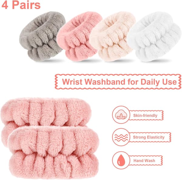 4 Par Mikrofiber Ansigtsvask Absorberende Håndledsremme til Kvinder DXGHC