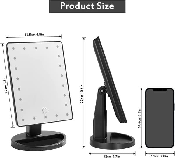 Belyst Spejl, 10X Forstørrende LED Makeup Spejl, LED Spejl, USB