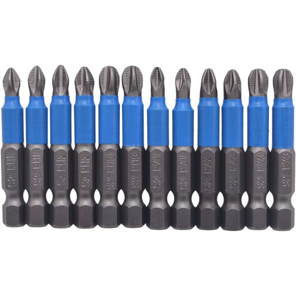 12pcs S2 Steel Magnetic Screwdriver Bits 50mm Anti-Slip Steel