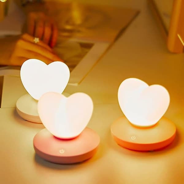 Hjerteformet Natlampe, Sød Lampe, USB Genopladelig Sengelampe