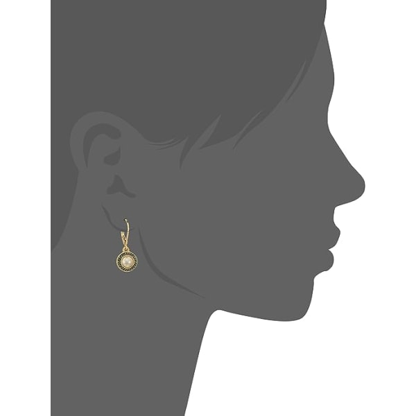 Women's Pierced Earrings Pearl Drop Leverback，Gold