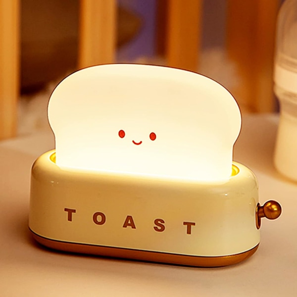 Sød Toast Natlampe, Gul, Dæmpbar LED Natlys Genopladelig