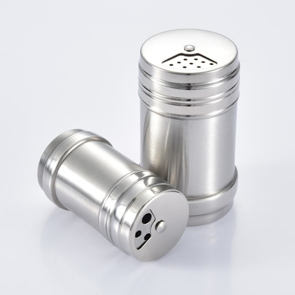 3 stk rustfritt stål dispenser salt shaker sukker shaker krydder pep
