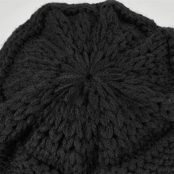 Dames Vinterhue Blomst Dekoration Hæklet Strik Beanie Visor