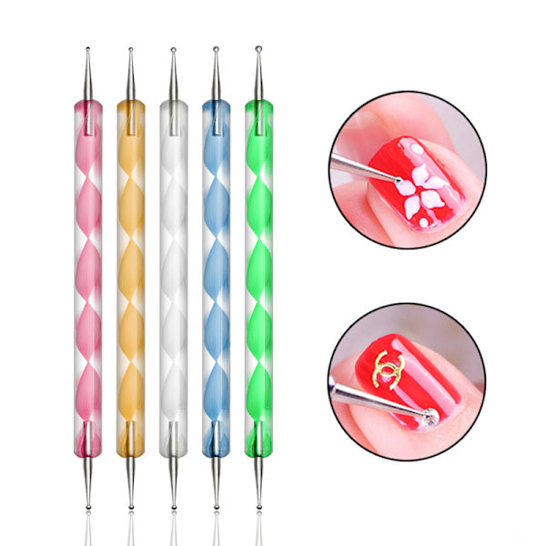 Dotting Tools Sæt, 5 stk UV Gel Maleri DIY Design Neglekunst 2 Vejs