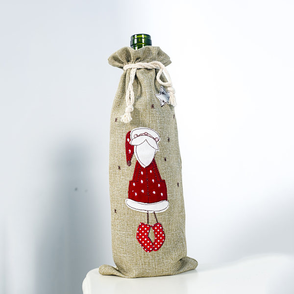 2 stk. Julepynt Linned Broderet Engel Juleflaske