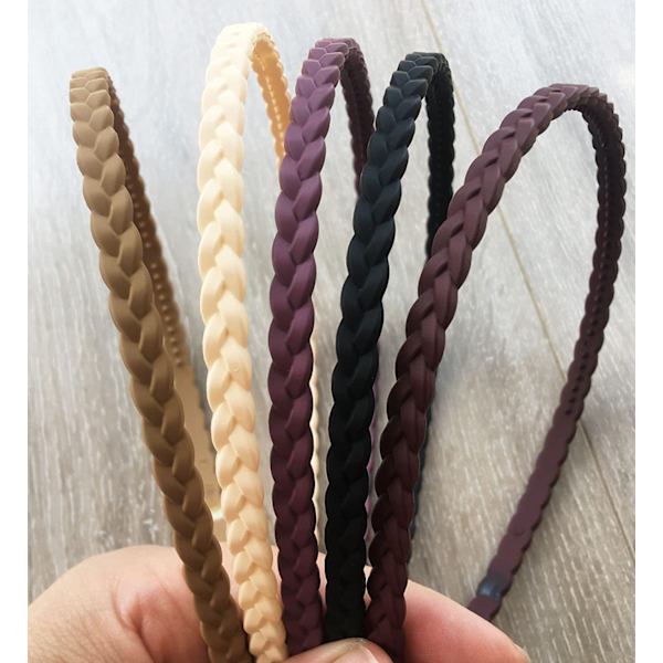 12 stk. 6mm Tynde Pandebånd til Piger Kvinder Plastik Pigtail Style He