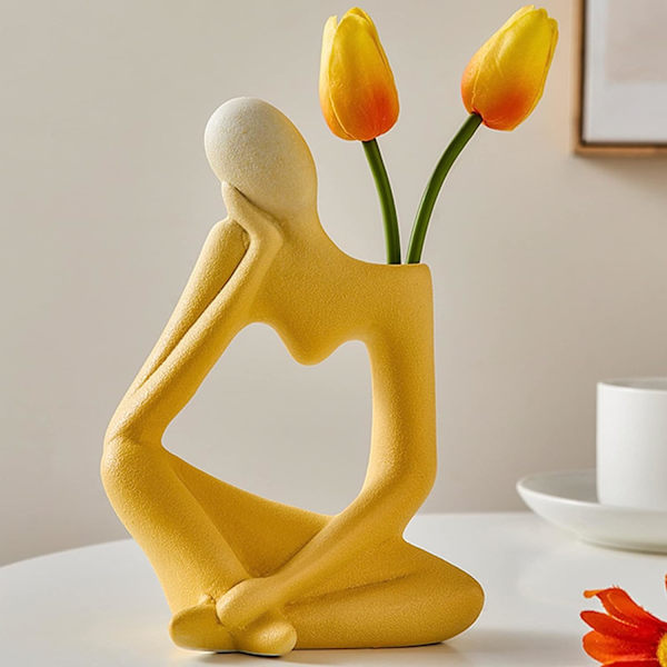 Keramisk Dekorativ Vas Thinker Blomvas Bordvas för Pa