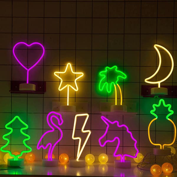 Neon-skylt med kokosnötsträd, batteridriven, för vardagsrum, sovrum, hall