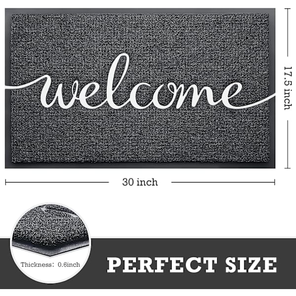 Svart dörrmatta (30\"x17.5\", välkommen) Hållbara mattor utomhus inomhus Nej