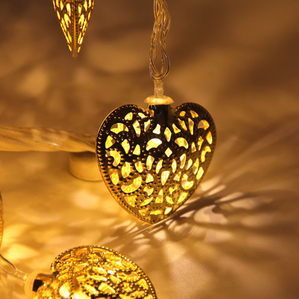 LED-blixtsnöre järnhjärta ihåligt snöre hänge guld