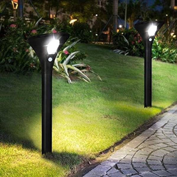 Sett med 2 2-i-1 LED-solcellelamper med bevegelsessensor