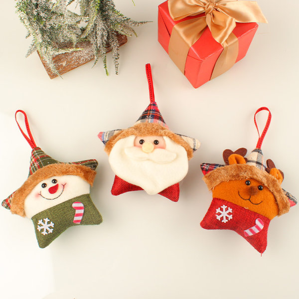 Julgranprydnader med tomte, älg - Kreativa plyschfigurer