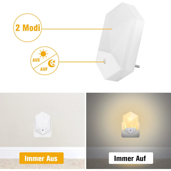 2-pack LED-nattlampor för barn med skymningssensor, automatisk PÅ/AV
