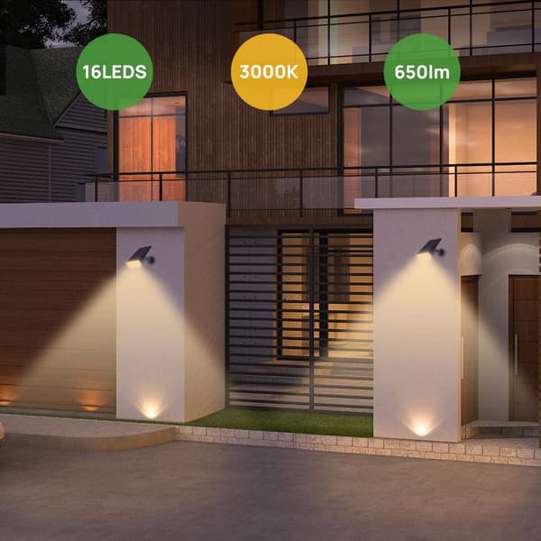 Utendørs solcelle-spotlight, IP67 vanntett LED-solcellelys, 650LM D