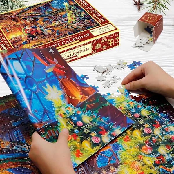 Adventskalender 2023 Puslespil 1008 Brikker Puslespil 24 Dage Jul