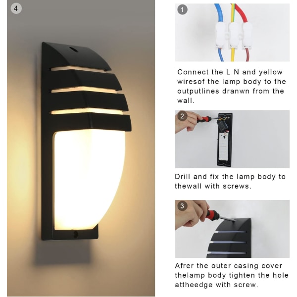 Indendørs/Udendørs væglampe, 12W sort LED væglampe, Justerbar B