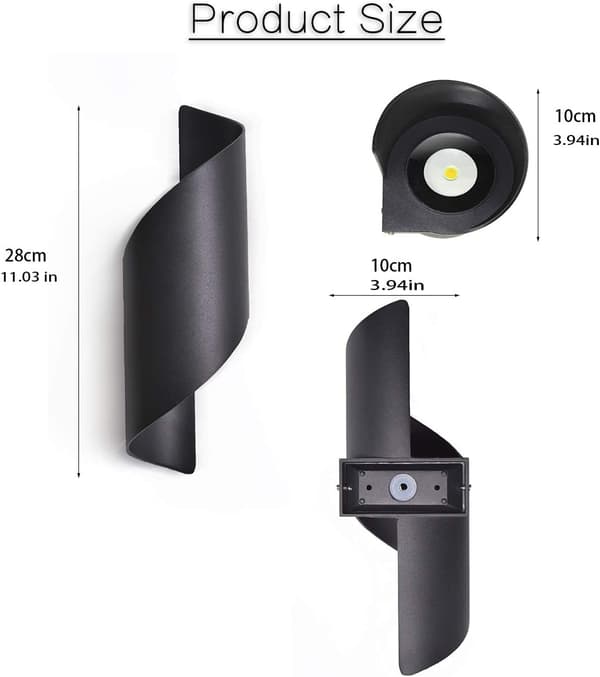 Moderne LED-vegglampe 10W, Aluminiumhus IP65 Vanntett Opp/Ned