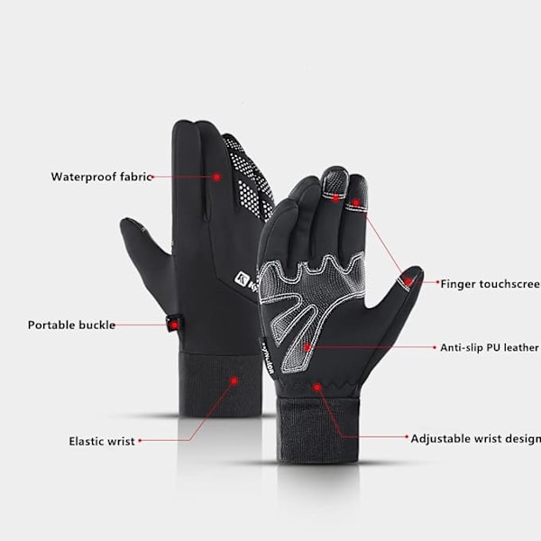 Vinter Termiske Handsker Touchscreen Handsker Anti-slip Palm Vindtæt