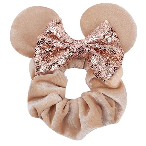 4 stk. Fløjlsmusøre Scrunchies Blanke Sequin Bows Scrunchies C