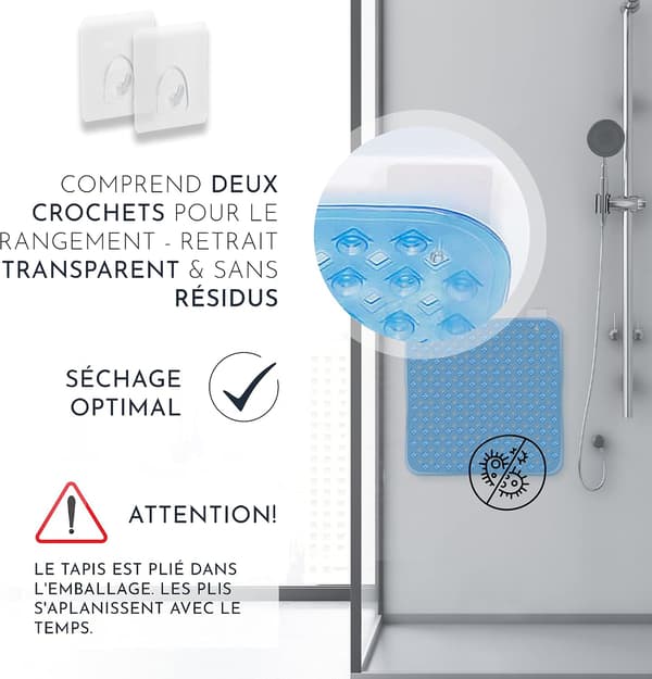 Antislip Dusjmatte for Sensitiv Hud 53 x 53cm, Muggfri