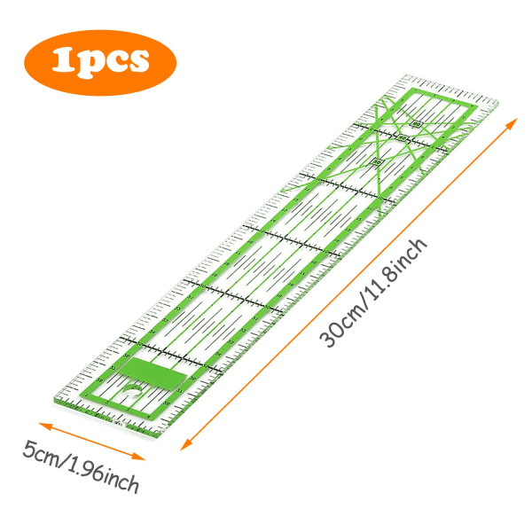 Målelinjal i akryl, Sy Patchwork-linjal med rutenett fo