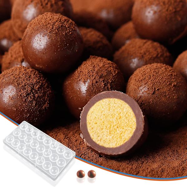 2-pack Polykarbonat Chokladform, Halvsfärisk Polykarbonatform