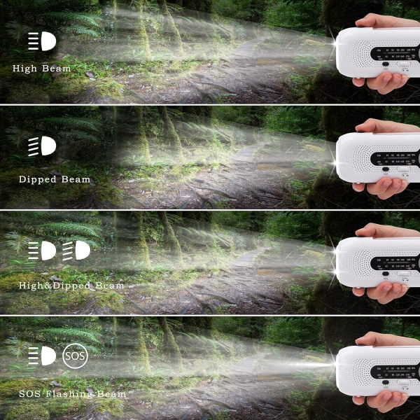 （Vit）Veva Radio, Solcellsdriven Handvevbar Bärbar Nöd-AM/FM