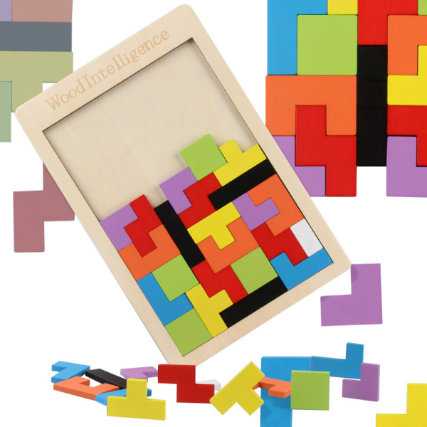 Träpussel för hjärnan - Tangram-pussel för intelligens