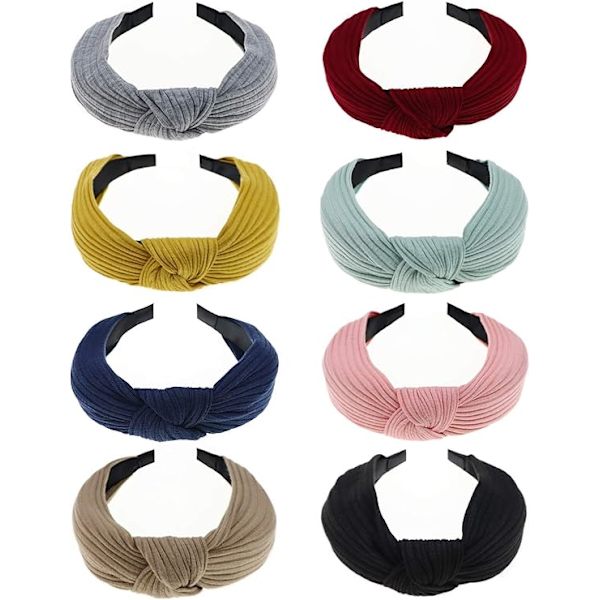 8 Hårbånd for Kvinner Boho Hodebånd Elastisk Hodebånd