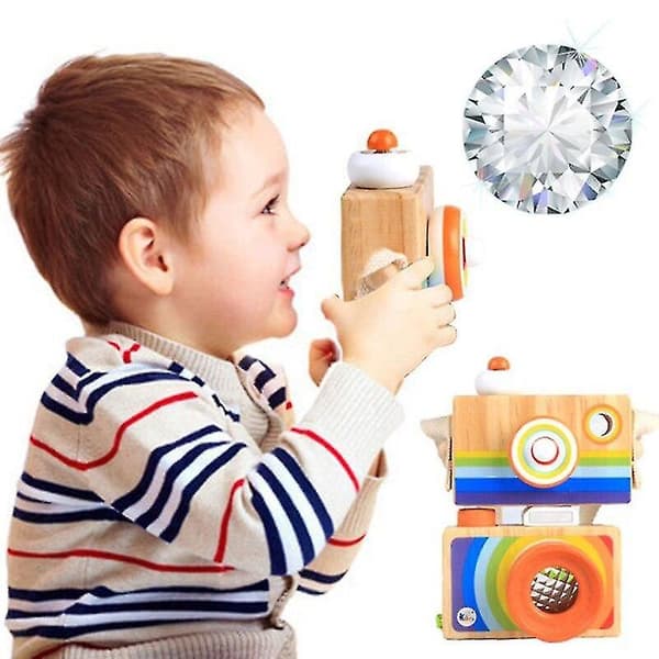 Träregnbåge Baby Leksaker Kamera Hänge Leksaker Barn Presenter Nu