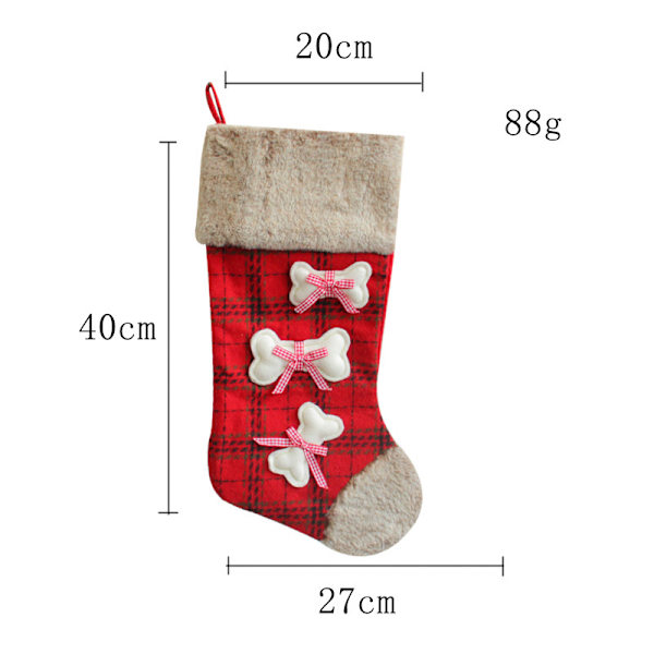 2 st julstrumpor med broderad hundben, julstrumpor