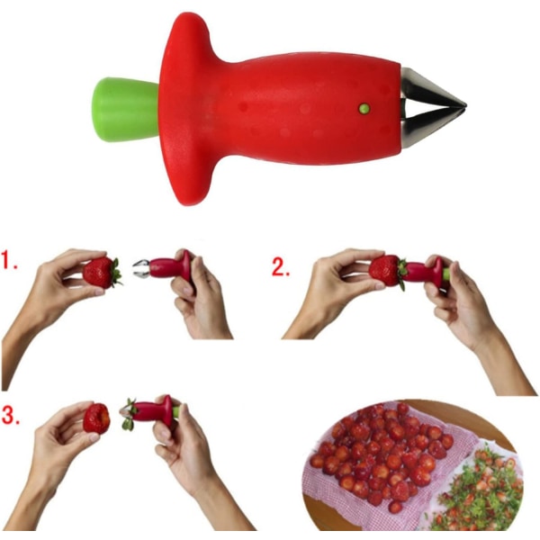 3 delar Fruit Corer Remover, Strawberry Slicer, Separator Sh DXGHC
