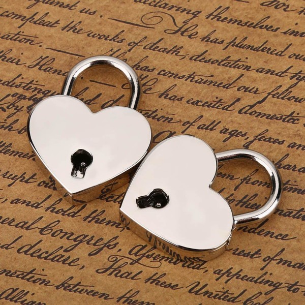 Hjerteformet hængelås Heart Love flad lås med nøgle til Valentine G