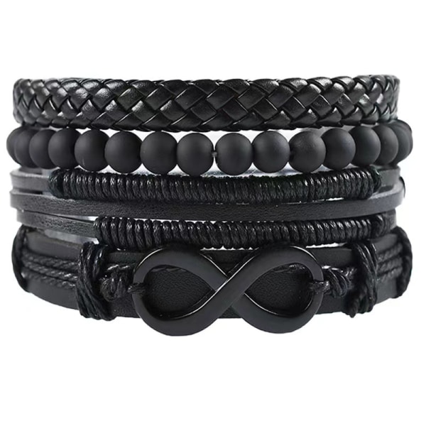 Kortspel 4-delad vävd armband läderarmband set multi-la