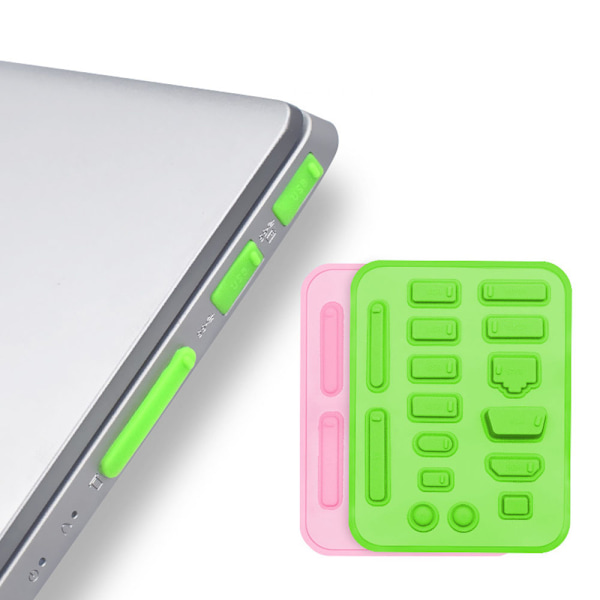 (2 sæt) 16 stk./sæt bærbar anti-støvprop farverig silikone anti-støvprop dæksel prop støvprop USB-port HDMI RJ45-interf
