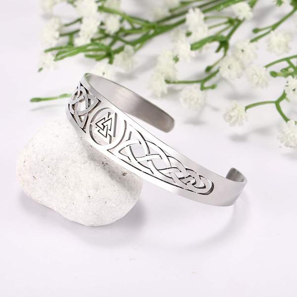 Vikingarmband i rostfritt stål - Valknut Nordisk trippelspiral - F