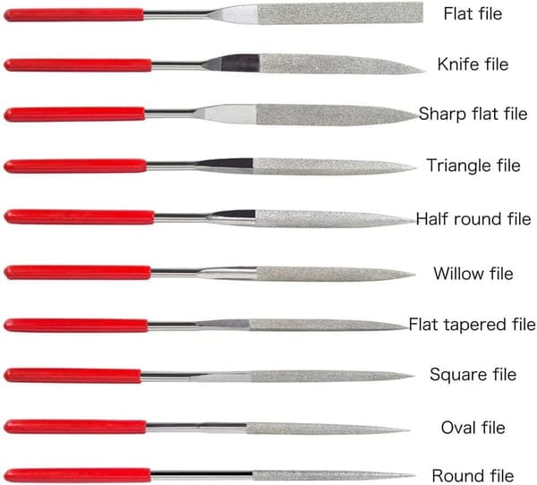 10 stk. Assorterede Mini Diamant-Nålfiler i 3x140mm Skaft, Versa