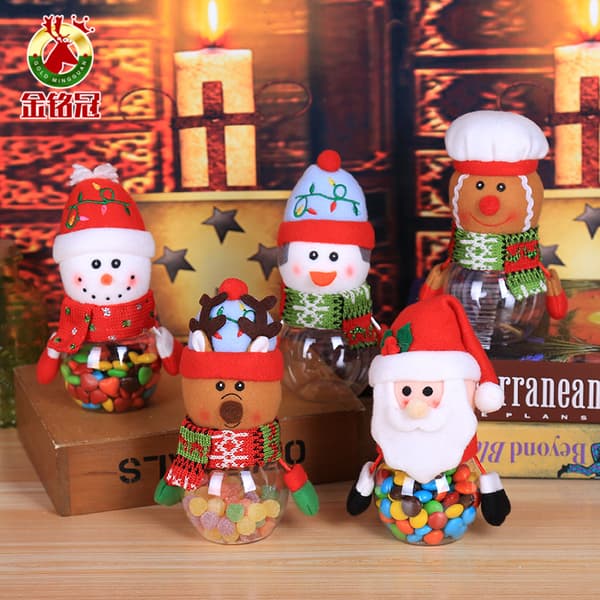 5 st Klar Plast Julgodisaskar Gammal Snögubbe Älg Present