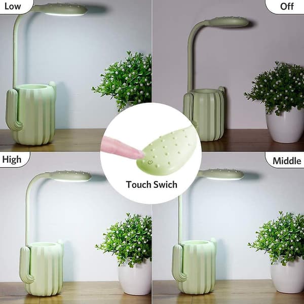 Skrivebordslampe for barn nattlampe med USB leselampe, gre DXGHC
