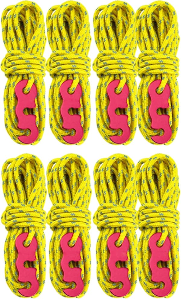 8x Refleksjonstelttau 4m Nylontau med Strammere for Camping