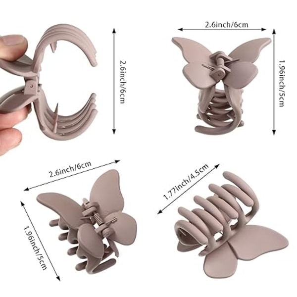 6 stk. Butterfly Hårklemmer - 2 tommer Butterfly Hårklemmer