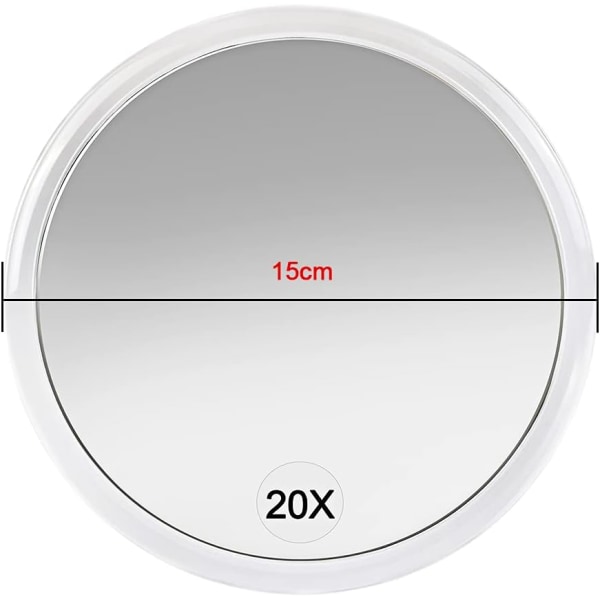 20X Förstorings Spegel med Sugkoppar (15cm Rund) - Perfekt för