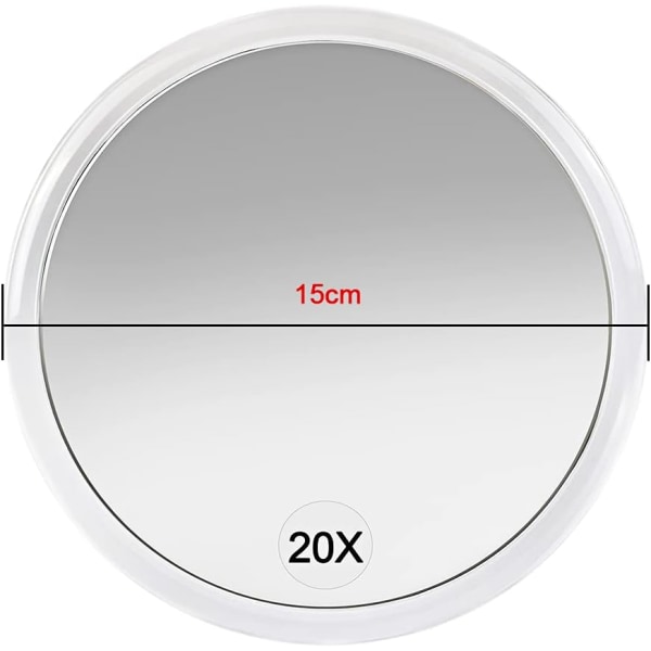 20X förstoringsspegel med sugkoppar (15 cm rund) - Perfekt fo