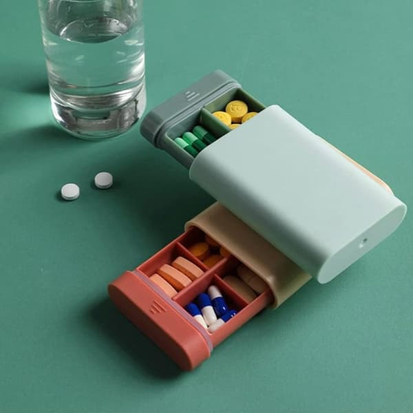 Reisepilleboks, 2 stk medisinboks, 6 rom pilleboks