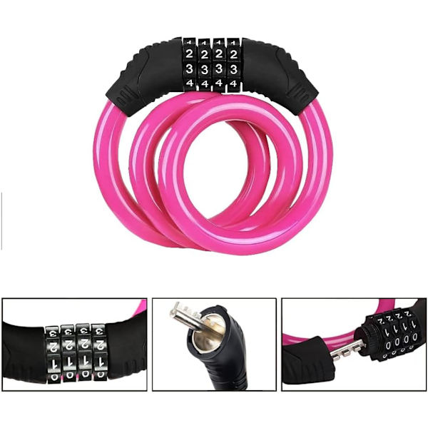 Cykel Lås, Justerbar Cykel Lås 4-cifret Smart Kode 60mm x 12mm Ca